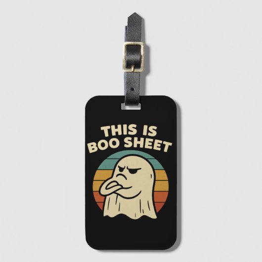 Grappige geest "Dit is Boo Sheet" Retro Halloween Bagagelabel (Voorkant (verticaal))