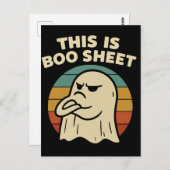 Grappige geest "Dit is Boo Sheet" Retro Halloween Briefkaart (Voorkant / Achterkant)