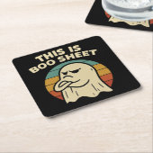 Grappige geest "Dit is Boo Sheet" Retro Halloween Kartonnen Onderzetters (Schuin)