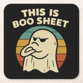 Grappige geest "Dit is Boo Sheet" Retro Halloween Kartonnen Onderzetters (Voorkant)