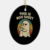 Grappige geest "Dit is Boo Sheet" Retro Halloween Keramisch Ornament (Rechts)