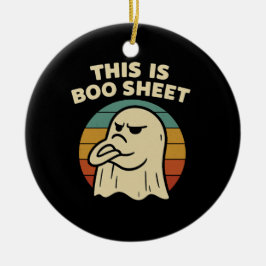 Grappige geest "Dit is Boo Sheet" Retro Halloween Keramisch Ornament