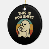 Grappige geest "Dit is Boo Sheet" Retro Halloween Keramisch Ornament (Links)