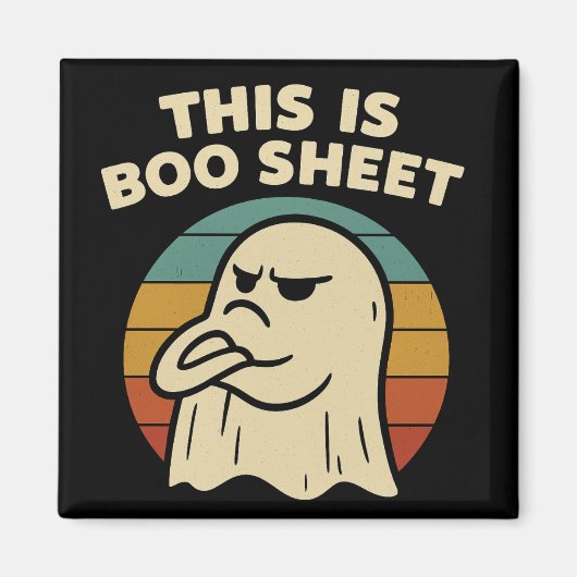 Grappige geest "Dit is Boo Sheet" Retro Halloween Magneet (Voorkant)