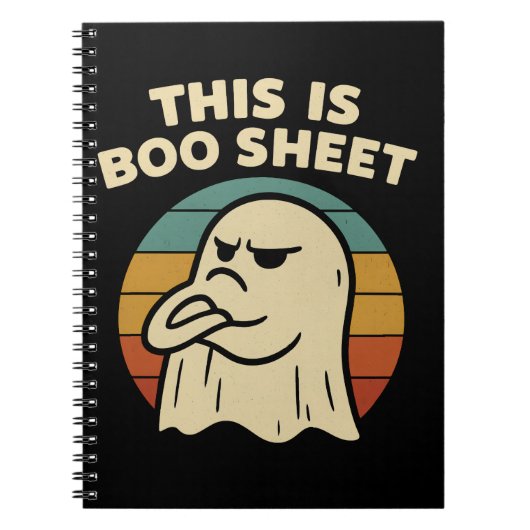 Grappige geest "Dit is Boo Sheet" Retro Halloween Notitieboek (Voorkant)