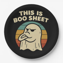 Grappige geest "Dit is Boo Sheet" Retro Halloween Papieren Bordje