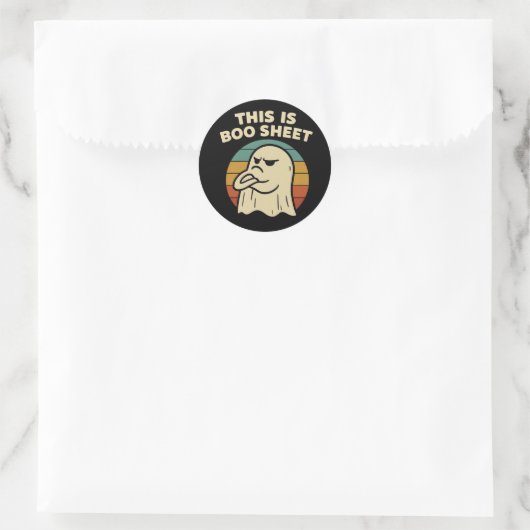 Grappige geest "Dit is Boo Sheet" Retro Halloween Ronde Sticker (Tas)
