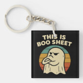 Grappige geest "Dit is Boo Sheet" Retro Halloween Sleutelhanger (voorkant)