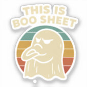 Grappige geest "Dit is Boo Sheet" Retro Halloween Sticker (Voorkant)