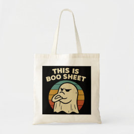Grappige geest "Dit is Boo Sheet" Retro Halloween Tote Bag