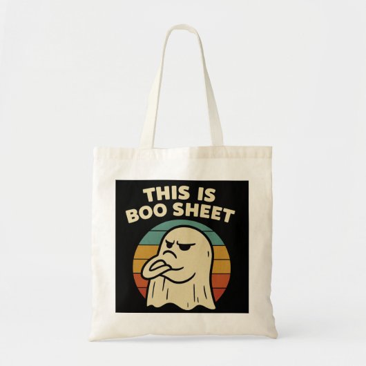 Grappige geest "Dit is Boo Sheet" Retro Halloween Tote Bag (Voorkant)