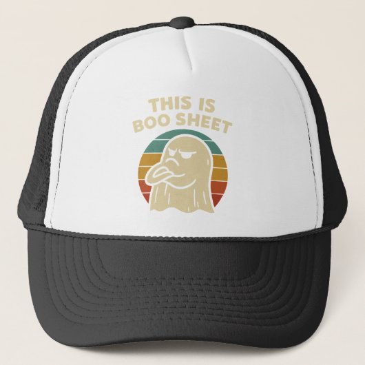 Grappige geest "Dit is Boo Sheet" Retro Halloween Trucker Pet (Voorkant)