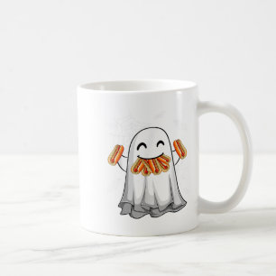 Grappige Geest Eet Hotdogs Gelukkig Halloween Kost Koffiemok