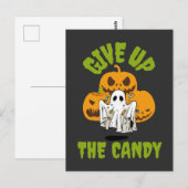 Grappige Geest Geeft de Snoep Op Halloween Briefkaart (Voorkant / Achterkant)