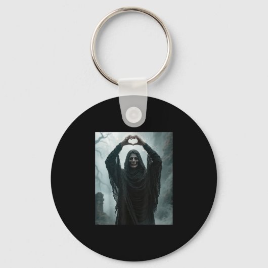 Grappige geest hart handen eng gezicht halloween sleutelhanger (Voorkant)