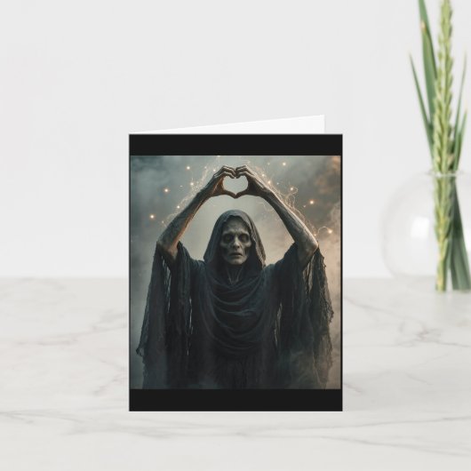 Grappige geest hart handen eng gezicht horror post kaart (Voorkant)