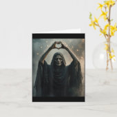 Grappige geest hart handen eng gezicht horror post kaart (Gele Bloem)