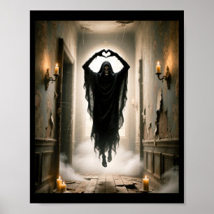 Grappige geest hart handen eng gezicht horror post poster