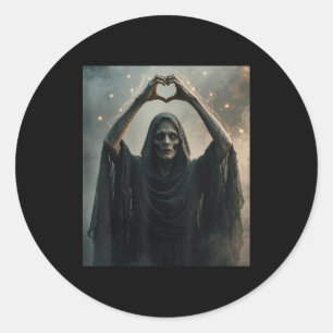 Grappige geest hart handen eng gezicht horror post ronde sticker