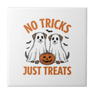 Grappige Geest Hond Halloween Geen Streken Alleen Tegeltje