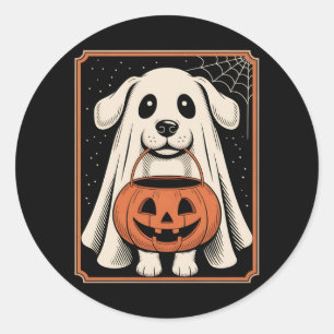 Grappige Geest Hond Halloween Shirt Halloween Hond Ronde Sticker