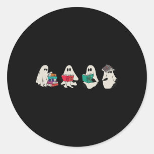 Grappige geest lezen boeken Schattige Spooky Hallo Ronde Sticker