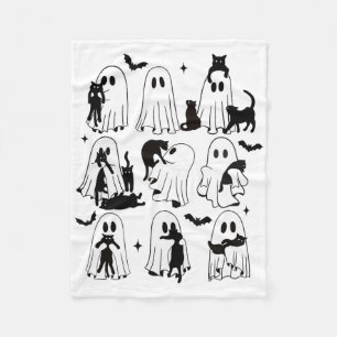 Grappige geest met een zwarte kat Lazy Halloween S Fleece Deken