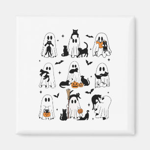 Grappige geest met een zwarte kat Lazy Halloween S Magneet