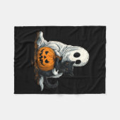 Grappige Geest Met Zwarte Kat En Jack O Lantern Fleece Deken (Voorkant (Horizontaal))