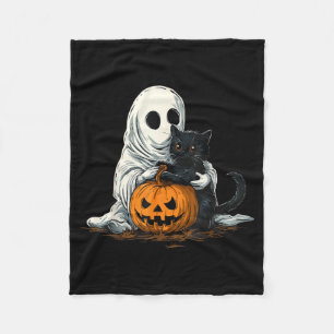 Grappige Geest Met Zwarte Kat En Jack O Lantern Fleece Deken