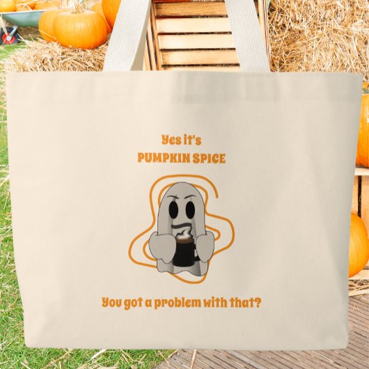 Grappige Geest Pumpkin Spice Latte Grote Tote Bag