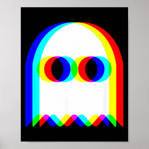 Grappige Geest Trippy Vaporwave Halloween Techno R Poster