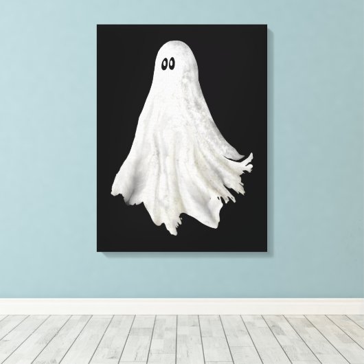 Grappige geest van Halloween verleden tekening Canvas Afdruk (Insitu (Houten vloer))