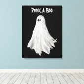 Grappige geest van Halloween verleden tekening Canvas Afdruk (Insitu (Houten vloer))