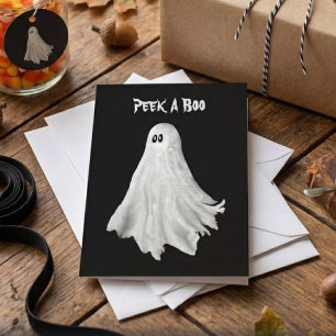 Grappige Geest Van Halloween Verleden Tekening Kaart