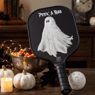 Grappige Geest Van Halloween Verleden Tekening Pickleball Paddle