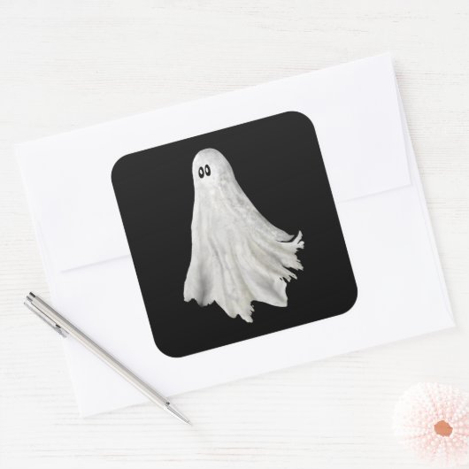 Grappige geest van Halloween verleden tekening Vierkante Sticker (Envelop)