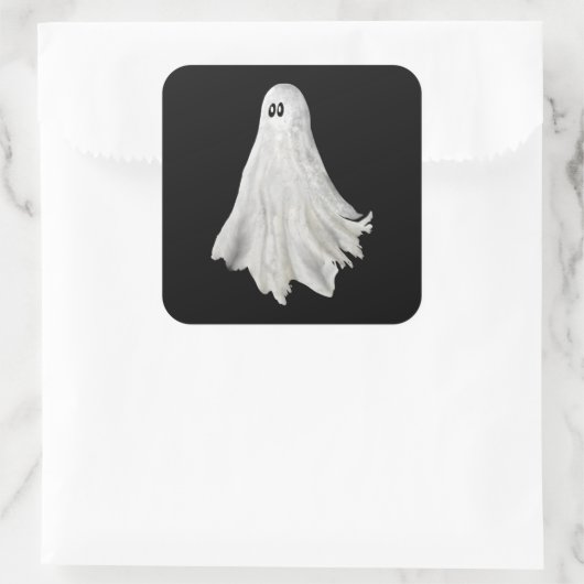 Grappige geest van Halloween verleden tekening Vierkante Sticker (Tas)