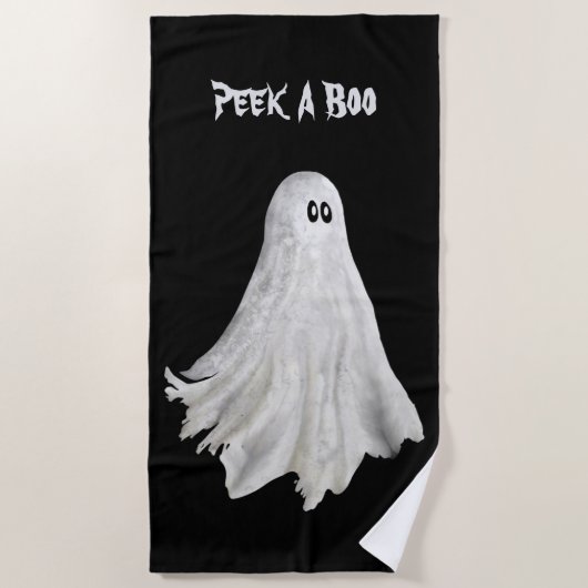 Grappige geest van Halloween voorbij tekenen stran Strandlaken (Voorkant)