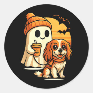 Grappige Geest Wandelende Cavalier King Charles Ho Ronde Sticker
