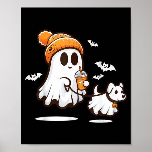Grappige Geest Wandelende Hond Geest Hond Hallowee Poster (Voorkant)