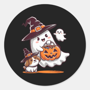 Grappige Geest Wandelende Hond Griezelig Seizoen H Ronde Sticker