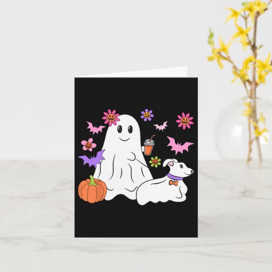 Grappige Geest Wandelende Hond Griezelige Geest Ko Kaart (Gele Bloem)