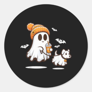 Grappige Geest Wandelende Hond Spookhond Halloween Ronde Sticker