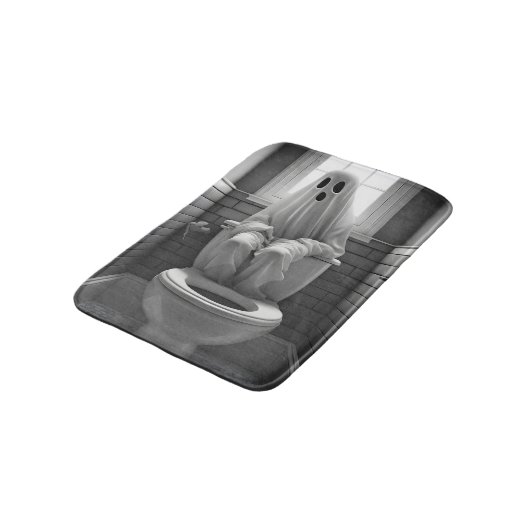 Grappige geest zitten in toilet badmat (Gekanteld)