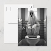 Grappige geest zitten in toilet briefkaart (Voorkant / Achterkant)