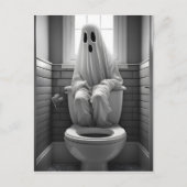 Grappige geest zitten in toilet briefkaart (Voorkant)