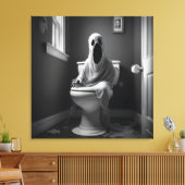 Grappige geest zitten in toilet canvas afdruk (Insitu (Woonkamer))