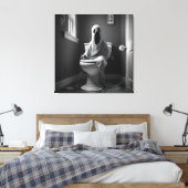 Grappige geest zitten in toilet canvas afdruk (Insitu (Slaapkamer))