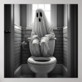 Grappige geest zitten in toilet poster (Voorkant)